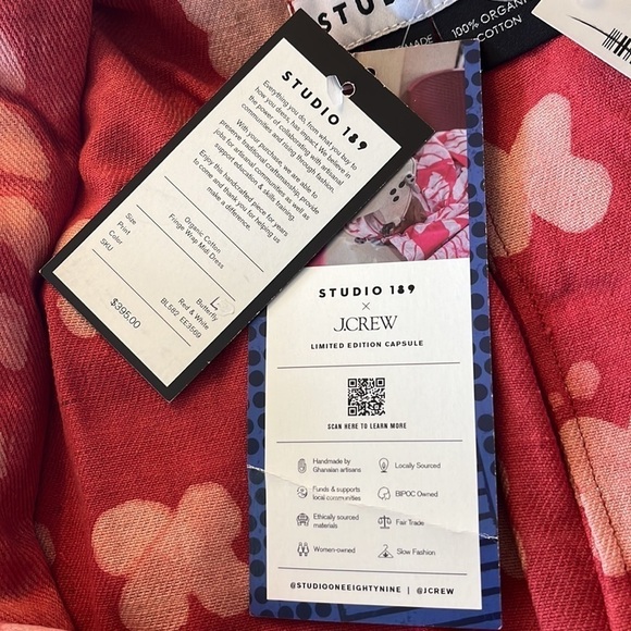 Studio 189 X J. Crew fringed wrap dress in dot BL582 Red White L - Picture 6 of 7